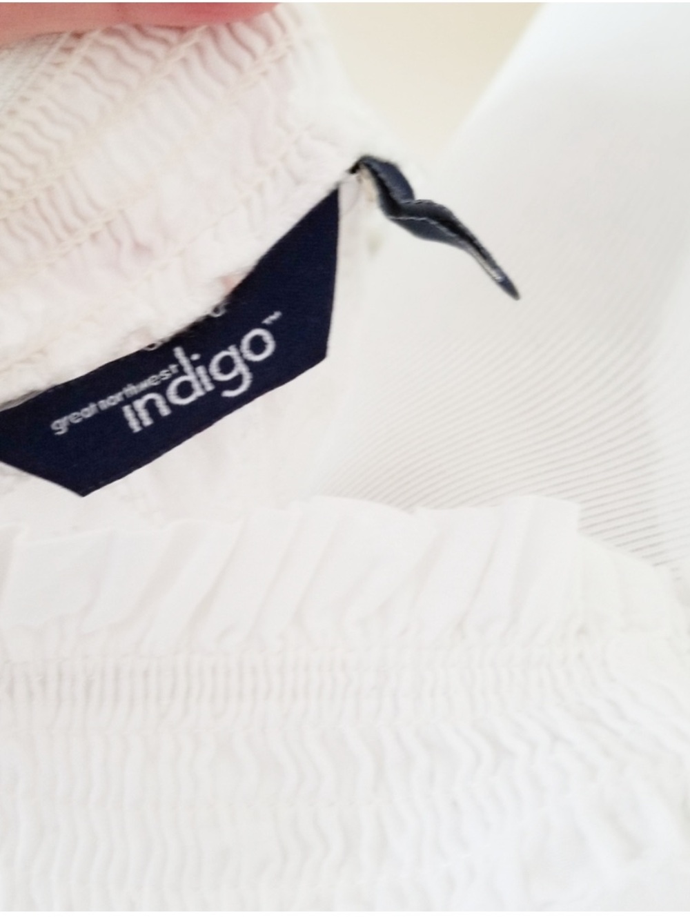 Indigo White Off-Shoulder Ruffled Top - Picture 3 of 4